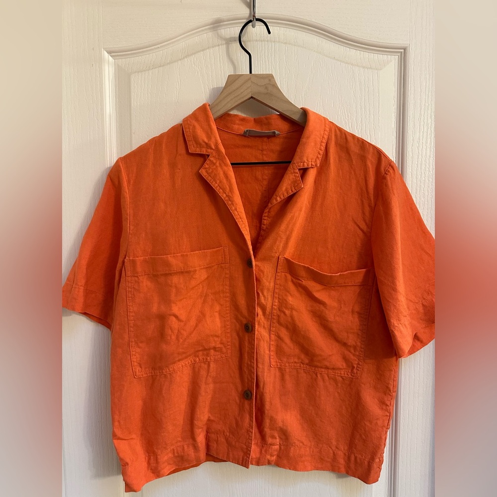 Everlane Orange Linen Shirt